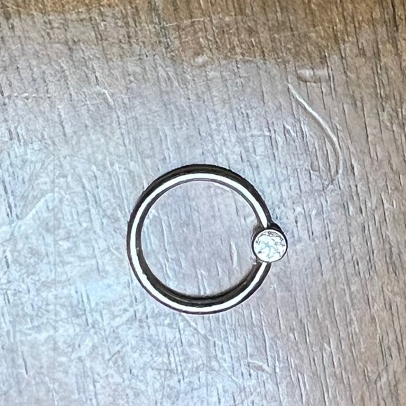 Titanium CZ Bezel Clicker 10mm Daith Hoop - Picture 3 of 5